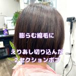 ＃膨らむくせ毛　＃縮毛　＃下膨れ　＃くせ毛　＃２セクション　＃ボブ　＃２セクションボブ